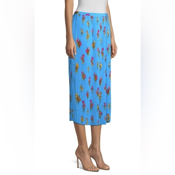 NEW Escada Sport Blue Floral Pleated MIDI Skirt GR32/US 2 - Picture 1 of 5